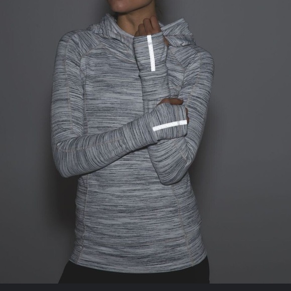 Lululemon Think Fast Hoodie, Size 4, Space Dye Camo White Silver Spoon - Picture 5 of 9